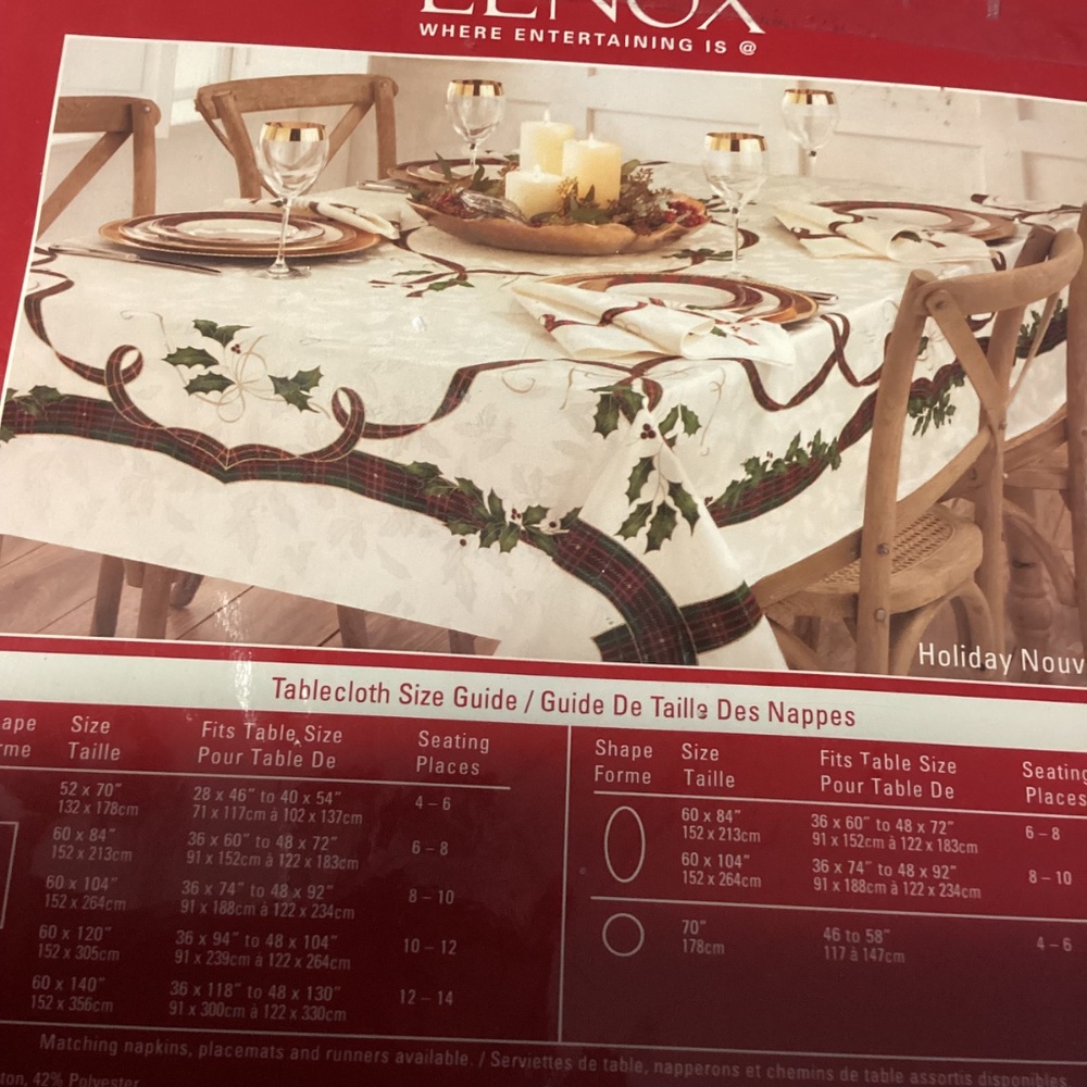 NWT Lenox Holiday Nouveau 60 x 140 Rectangle Tablecloth - Picture 2 of 6